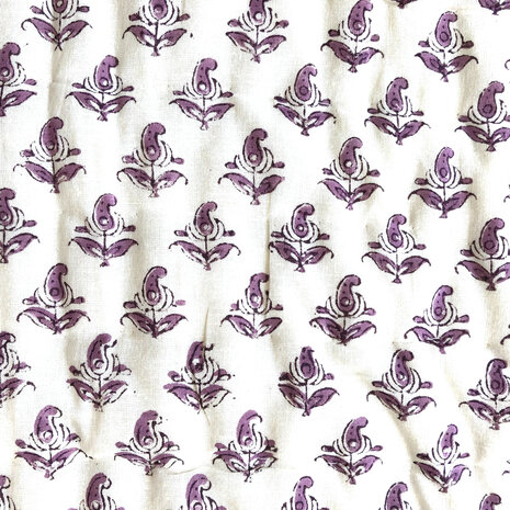 deken quilt eenpersoons reversible blockprint 2- roze-khaki-l.blauw/paars
