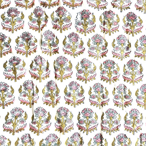 deken quilt eenpersoons reversible blockprint 2- roze-khaki-l.blauw/paars