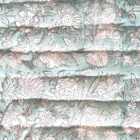 deken quilt eenpersoons reversible blockprint 6- l.aqua/roze-khaki-l.blauw