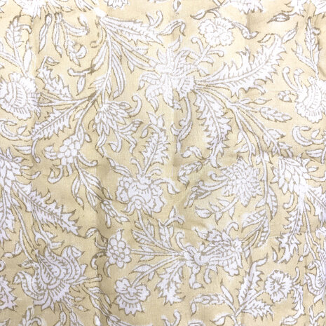 deken quilt eenpersoons reversible blockprint 4- grijsblauw-geel/mosterd-wit
