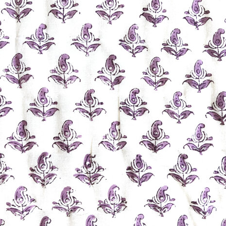 deken quilt eenpersoons reversible blockprint 2- roze-khaki-l.blauw/paars