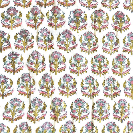 deken quilt eenpersoons reversible blockprint 2- roze-khaki-l.blauw/paars