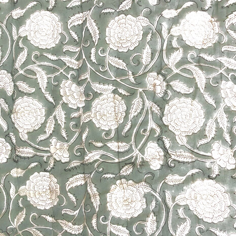 deken quilt eenpersoons reversible blockprint 10- oud paars-roze/zeegrijs-groen