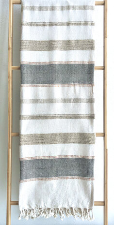  deken-plaid handgeweven katoen 6- streep blauw
