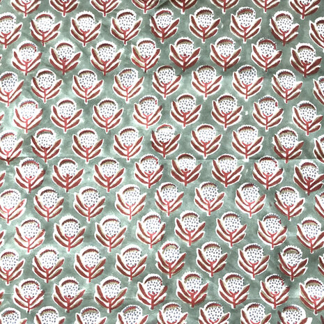 sjaaltje/zakdoek katoen vierkant 6- zeegroen/rood/blauw gebloemd