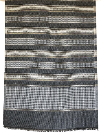sjaal mixed wool 2- bruin/antraciet/off-white streep