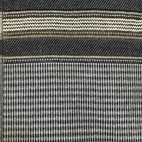 sjaal mixed wool 2- bruin/antraciet/off-white streep