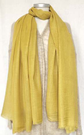sjaal XL visgraat merino wol 2- saffraan geel