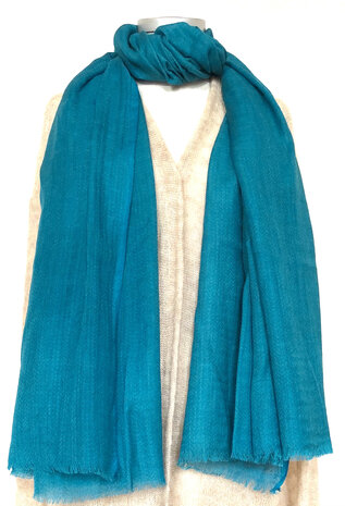 sjaal XL visgraat merino wol 3- donker turquoise