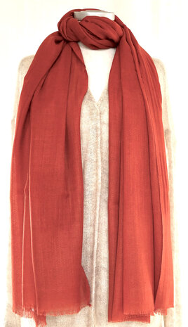 sjaal XL visgraat merino wol 7- kaki oranje/rood