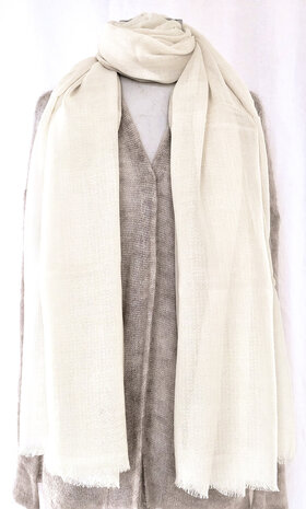 sjaal XL visgraat merino wol 9- crème wit