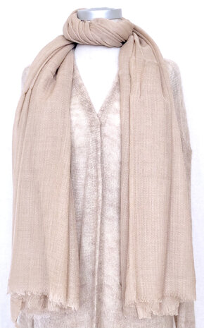 sjaal XL visgraat merino wol 10- nude beige