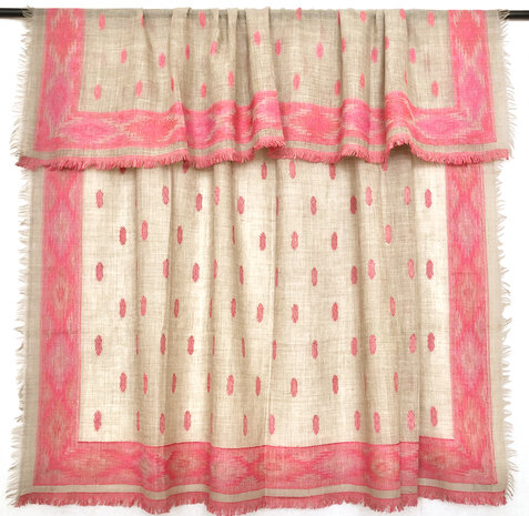 sjaal/omslagdoek merino vierkant XL met kelim motief 1- cross jaquard