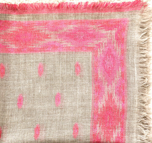 sjaal/omslagdoek merino vierkant XL met kelim motief 1- cross jaquard