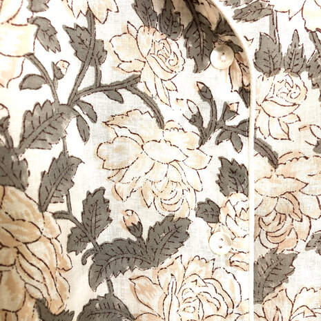 pyjamaset blockprint katoen 2- warm beige/grijs