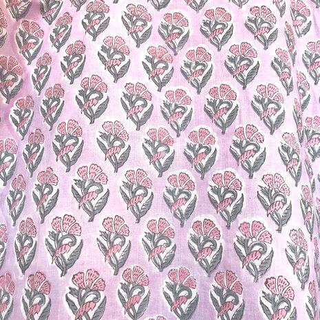 pyjamaset blockprint katoen 5-roze/grijs-groen