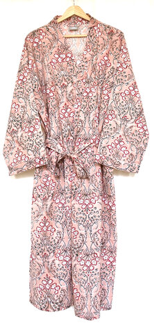 kimono katoen handblockprint 1- roze/rood