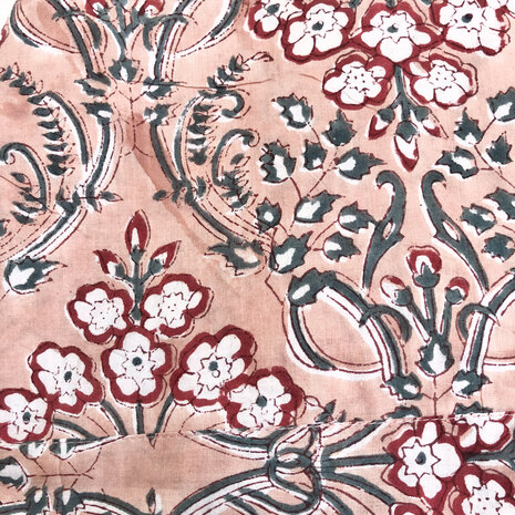 kimono katoen handblockprint 1- roze/rood