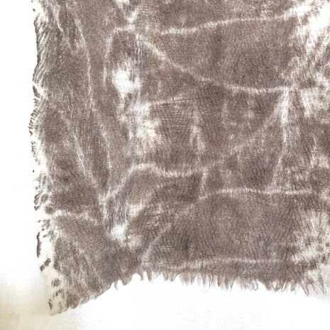 sjaal print merino wol medium 4- bladprint warm taupe