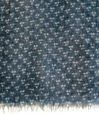 sjaal print merino wol light-5- petrolblauw  met stippen