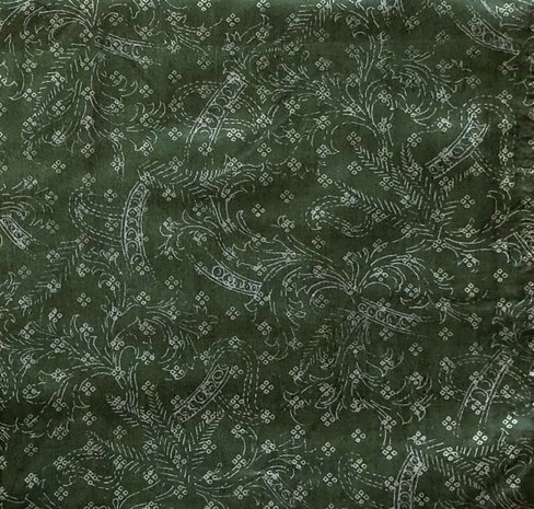 sjaal smal zijde print 1- donkergroen