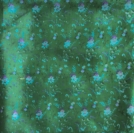 sjaal smal zijde print 3- petrolgroen