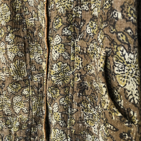 jasje/bomberjack vintage kantha met etnic  Bagru print-1 bruin/beige