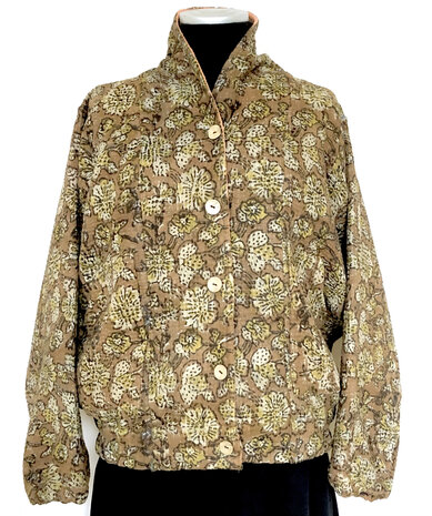 jasje/bomberjack vintage kantha met etnic  Bagru print-1 bruin/beige