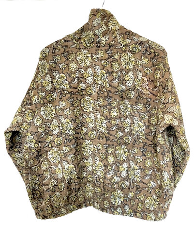 jasje/bomberjack vintage kantha met etnic  Bagru print-1 bruin/beige
