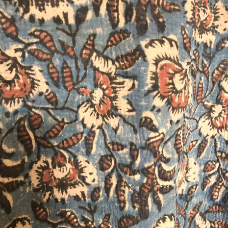 jasje/bomberjack vintage kantha met etnic  Bagru print-6- blauw/bessenrood