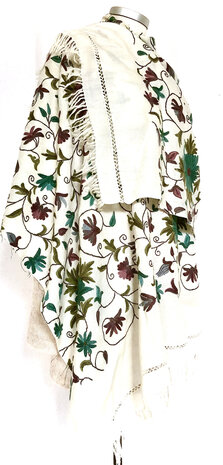  VERKOCHT-sjaal/omslagdoek wol etnic vintage Kashmir geborduurd multicolour