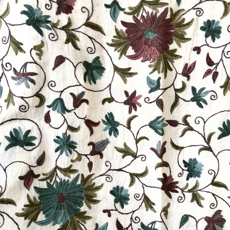  VERKOCHT-sjaal/omslagdoek wol etnic vintage Kashmir geborduurd multicolour