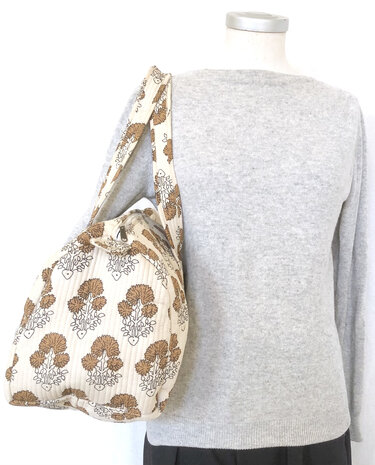 duffle bag/tas quilted katoen handblockprint 1- beige