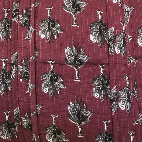 tote bag/tas quilted katoen blockprint 1- bessenrood