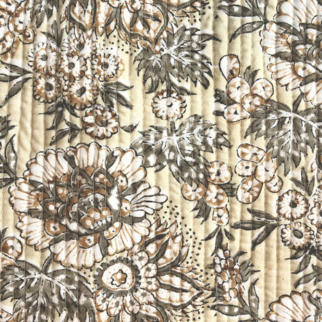  ochtendjas/kimono quilted katoen 8- zandgeel/khaki/bruin/wit