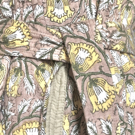  ochtendjas/kimono quilted katoen 5- oudroze/geel/groen