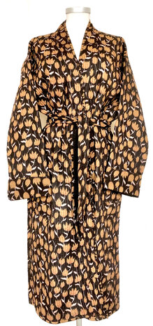  ochtendjas/kimono quilted katoen 4- zwart/hazelnootbruin