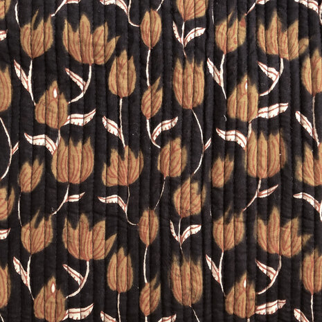  ochtendjas/kimono quilted katoen 4- zwart/hazelnootbruin