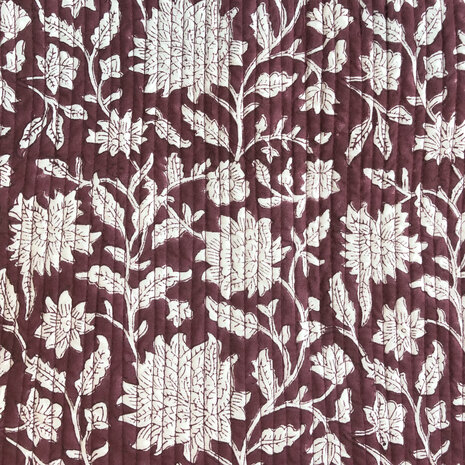  ochtendjas/kimono quilted katoen 3- bessenrood/wit