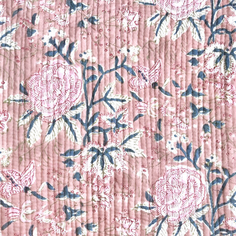  ochtendjas/kimono quilted katoen 2- roze/groen