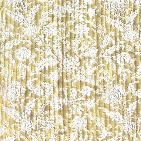  ochtendjas/kimono quilted katoen 1- mosterd/wit