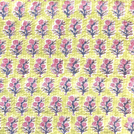  ochtendjas/kimono quilted katoen 9- lentegroen/roze