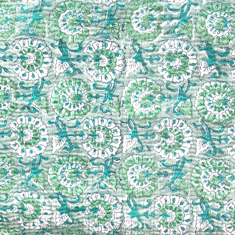  ochtendjas/kimono quilted katoen 11- zeegroen/petrol/aqua