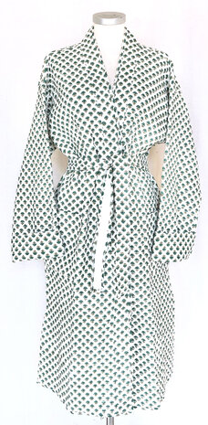 ochtendjas/kimono quilted katoen 12- wit/jadegroen