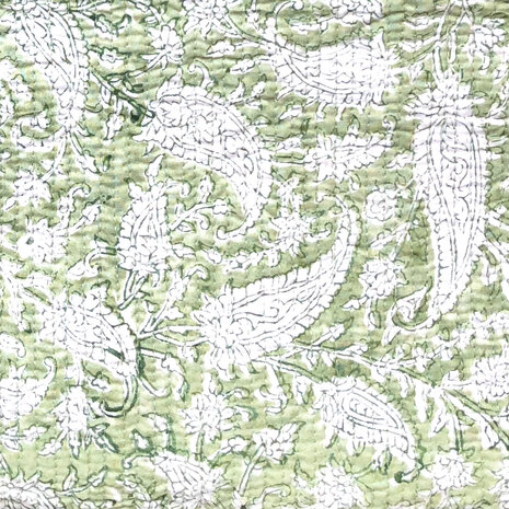  ochtendjas/kimono quilted katoen 14- lindegroen /wit 