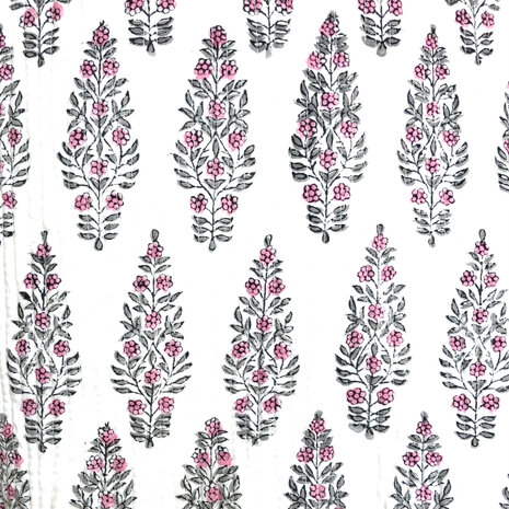  ochtendjas/kimono quilted katoen 17- roze/lichtgrijs op wit