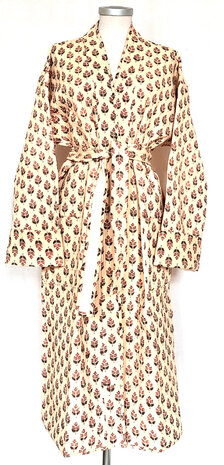  ochtendjas/kimono quilted katoen 20- abrikoos/terracotta/khaki