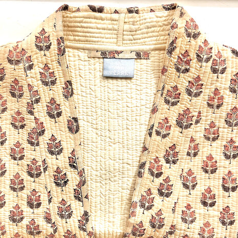 ochtendjas/kimono quilted katoen 20- abrikoos/terracotta/khaki