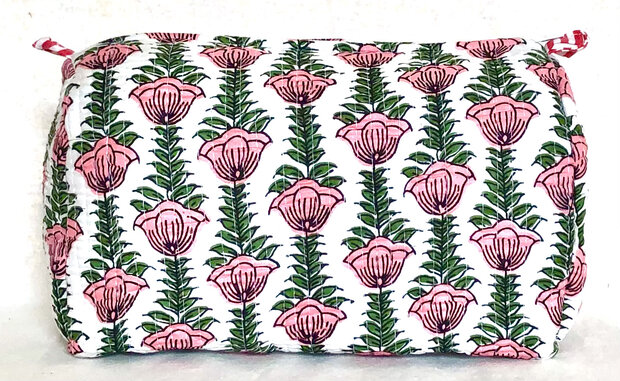 toilettas blockprint soft 6- roze/groen/wit