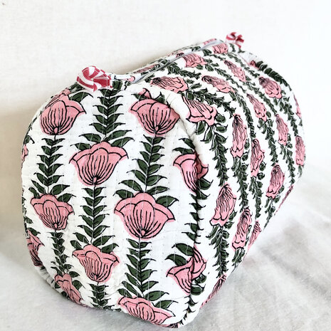 toilettas blockprint soft 6- roze/groen/wit